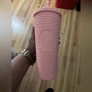 Matte bubblegum pink studded Starbucks cup